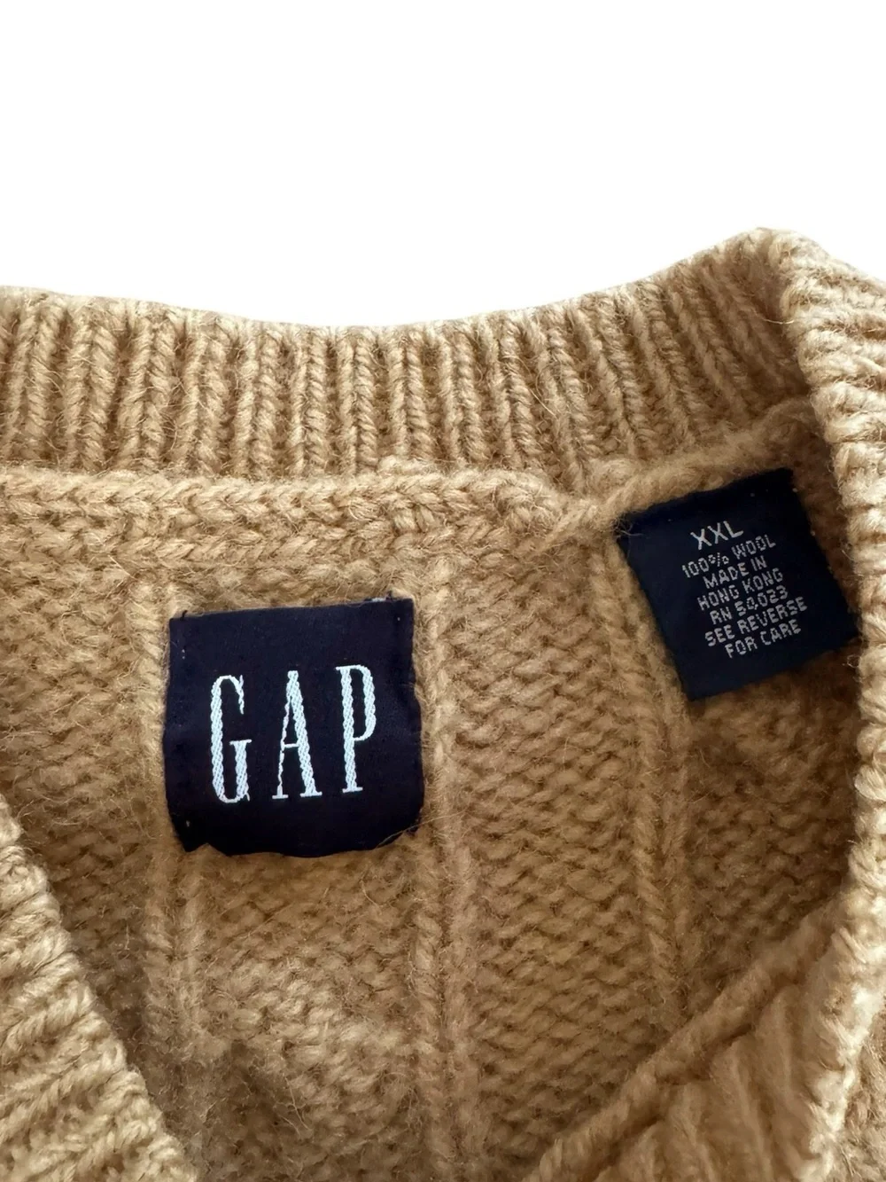 Gap 100% Wool Cable Knit V-neck Sweater Size XXL